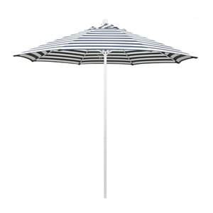 Pemberly Row 9' Market Umbrella - Olefin Navy Stripe/Matted White