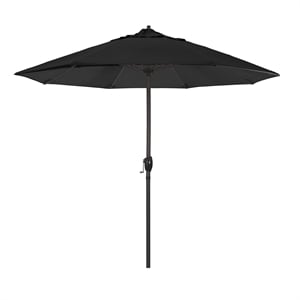 Pemberly Row 9' Bronze Aluminum Pole Patio Umbrella in Pacifica Black Fabric