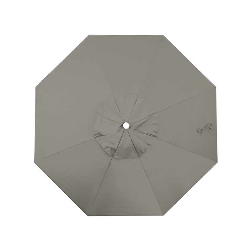 Pemberly Row 9' Bronze Aluminum Pole Patio Umbrella in Pacifica Taupe Fabric