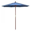 Pemberly Row 7.5' Push Lift Wood Pole Patio Umbrella in Olefin Frost Blue Fabric
