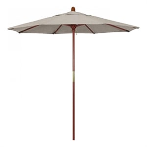 Pemberly Row 7.5' Push Lift Wood Pole Patio Umbrella in Olefin Granite Fabric