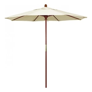 Pemberly Row 7.5' Push Lift Wood Pole Patio Umbrella in Pacifica Canvas Fabric