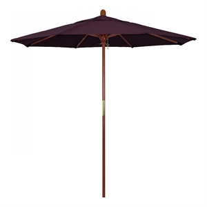 Pemberly Row 7.5' Push Lift Wood Pole Patio Umbrella in Pacifica Purple Fabric