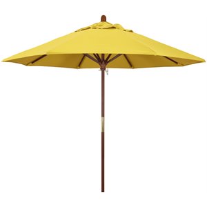 Pemberly Row Contemporary 9' Olefin Push Lift Patio Umbrella in Lemon