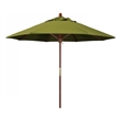 Pemberly Row 9' Push Lift Wood Pole Patio Umbrella in Olefin Kiwi Fabric
