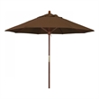 Pemberly Row 9' Push Lift Wood Pole Patio Umbrella in Olefin Teak Fabric