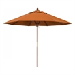 Pemberly Row 9' Push Lift Wood Pole Patio Umbrella in Pacifica Tuscan Fabric