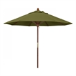 Pemberly Row 9' Push Lift Wood Pole Patio Umbrella in Pacifica Palm Fabric