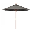 Pemberly Row 9' Push Lift Wood Pole Patio Umbrella in Pacifica Taupe Fabric