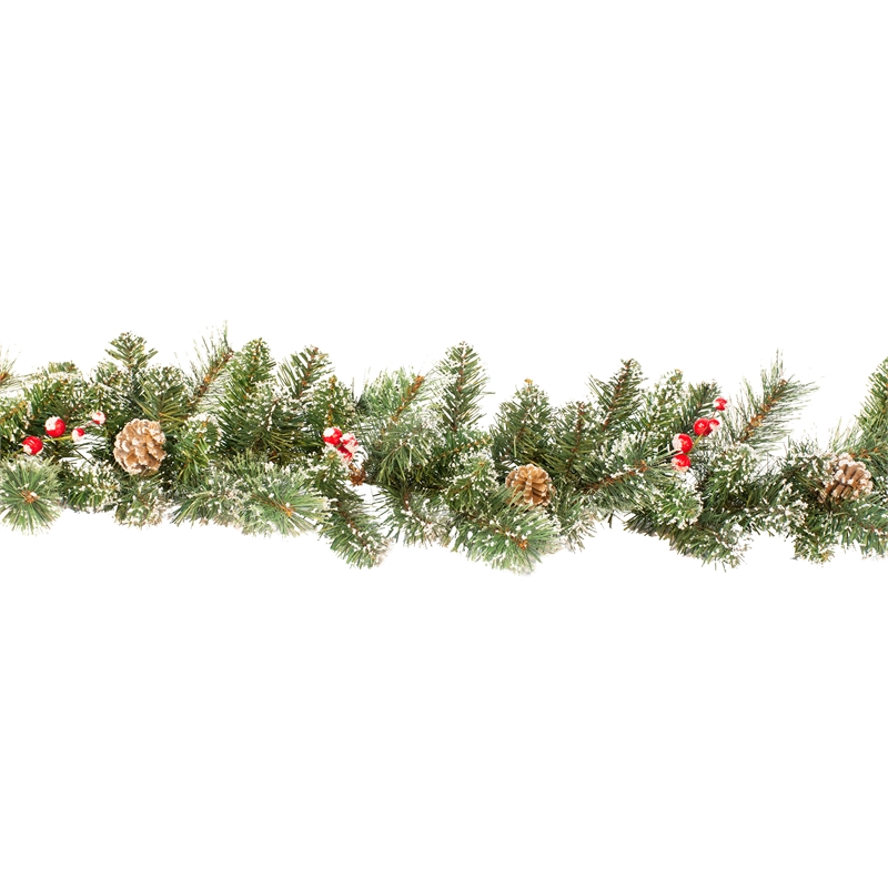 Pemberly Row 6 ft. Snow Cashmere Pre-decorated Green Garland
