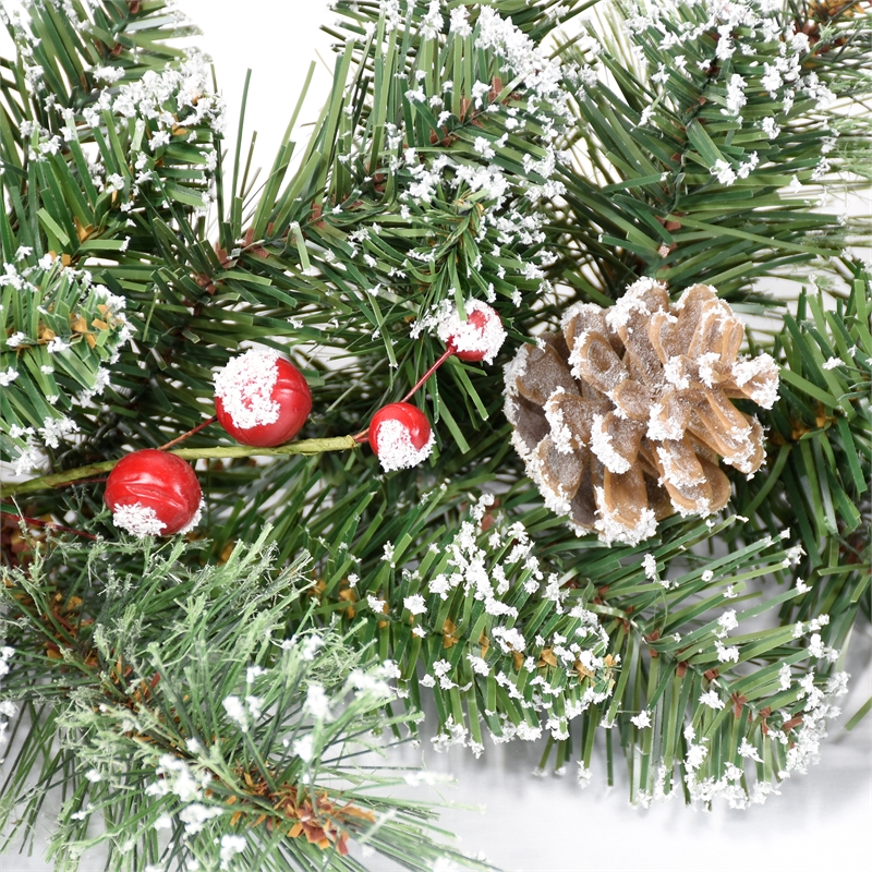 Pemberly Row 6 ft. Snow Cashmere Pre-decorated Green Garland
