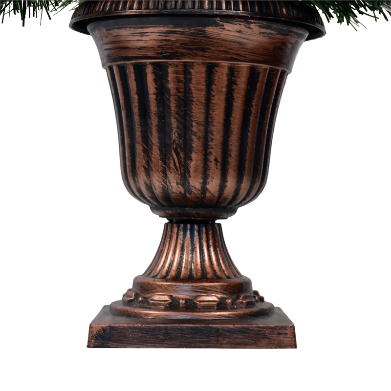 Pemberly Row Contemporary 3.5 ft. Pre-decorated Green Tree with Vase