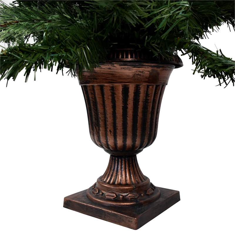 Pemberly Row Contemporary 3.5 ft. Pre-decorated Green Tree with Vase