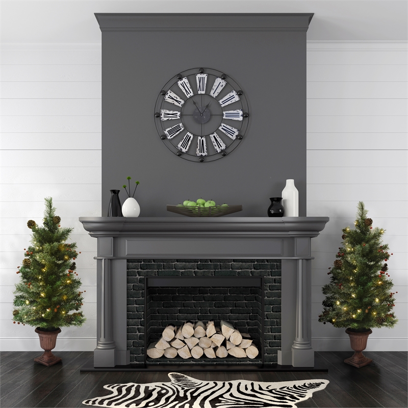 Pemberly Row Contemporary 3.5 ft. Pre-decorated Green Tree with Vase