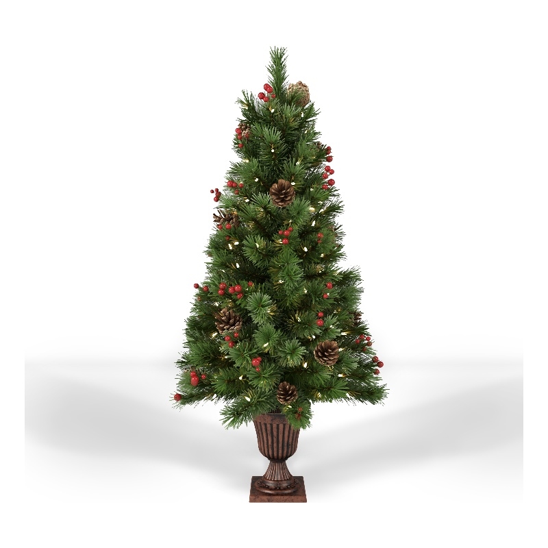 Pemberly Row Contemporary 3.5 ft. Pre-decorated Green Tree with Vase