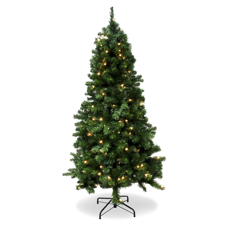 Pemberly Row Contemporary 6 ft. Pre-lit Green Christmas Tree