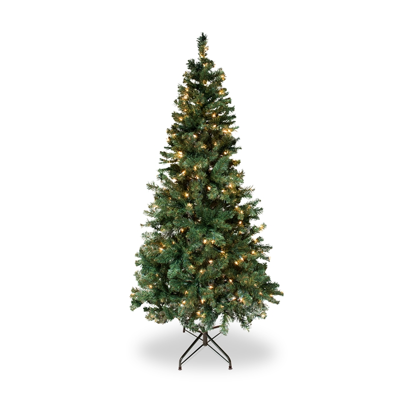 Pemberly Row Contemporary 6 ft. Pre-lit Green Christmas Tree