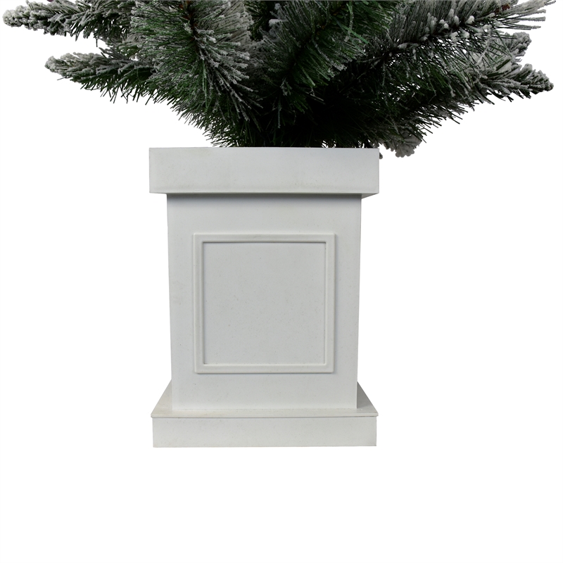 Pemberly Row 4 ft. Pre-lit Flocked Pre-decorated Green Tree with Vase