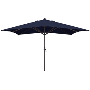 Pemberly Row 11' Bronze Aluminum Pole Patio Umbrella in Performance Fabric Navy