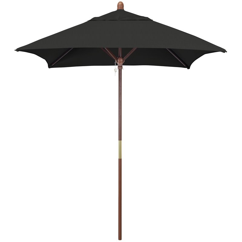 Pemberley Row Performance Fabric Black Patio Umbrella Square UV Protection 6' x 6' Unassembled