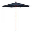 Pemberly Row 7.5' Push Lift Wood Pole Performance Fabric Indigo Patio Umbrella