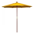 Pemberly Row 7.5' Push Lift Wood Pole Performance Fabric Yellow Patio Umbrella