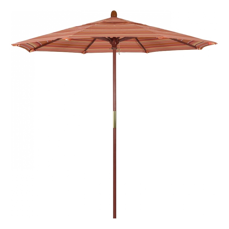 Pemberly Row 7.5' Push Lift Wood Pole Patio Umbrella - Performance Fabric Mango