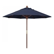 Pemberly Row 9' Push Lift Wood Pole Patio Umbrella in Performance Fabric Indigo