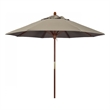 Pemberly Row 9' Push Lift Wood Pole Patio Umbrella in Performance Fabric Taupe