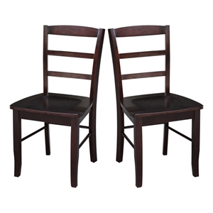 Pemberly Row Ladderback Dining Chair in Rich Mocha(set of 2)