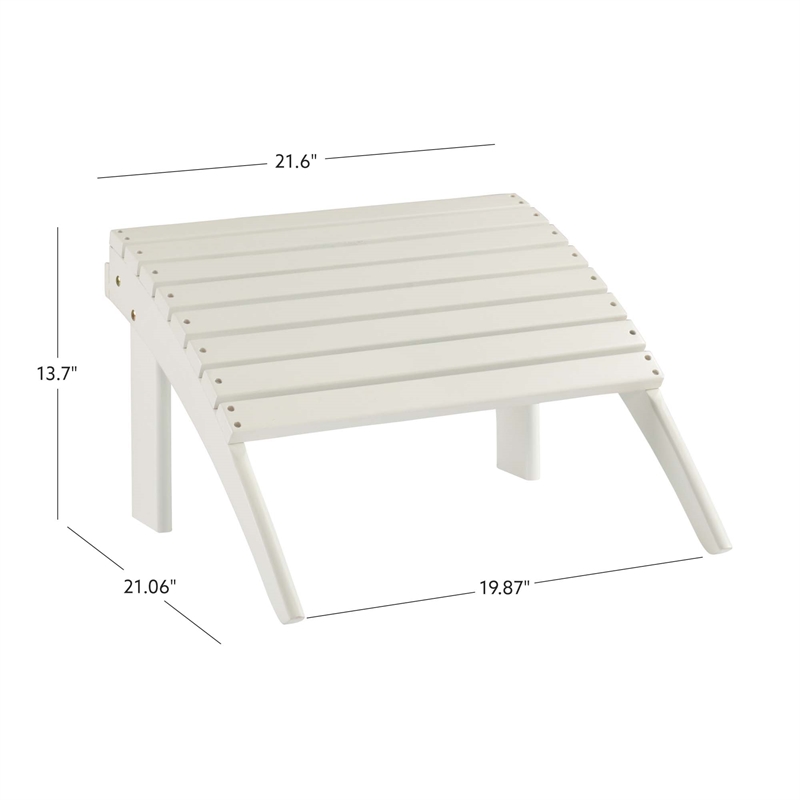 Pemberly Row Outdoor Solid Sturdy Acacia Wood Ottoman in White Stain