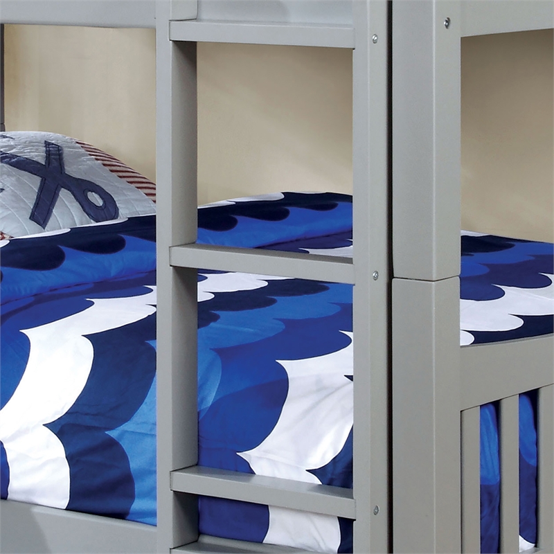 Pemberly Row Contemporary Wood Twin over Twin Bunk Bed in Gray