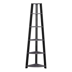 Pemberly Row Bookshelf Etagere Corner 5 Tier 72&quotH Office Bedroom Laminate Grey
