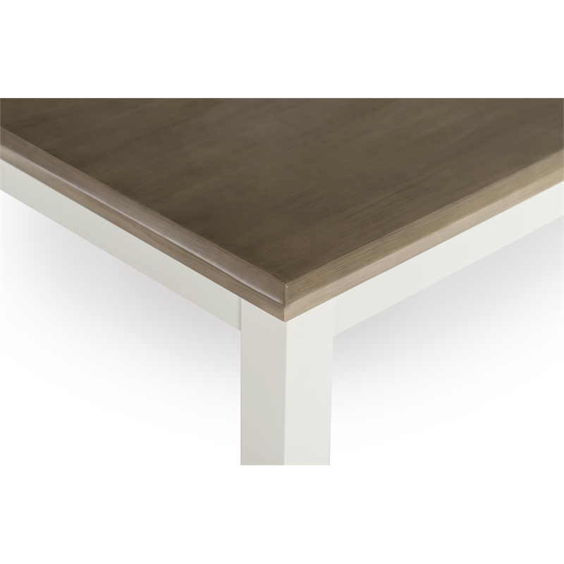 Pemberly Row 2 Tone Wood Dining Table in Rustic Taupe and Vanilla White