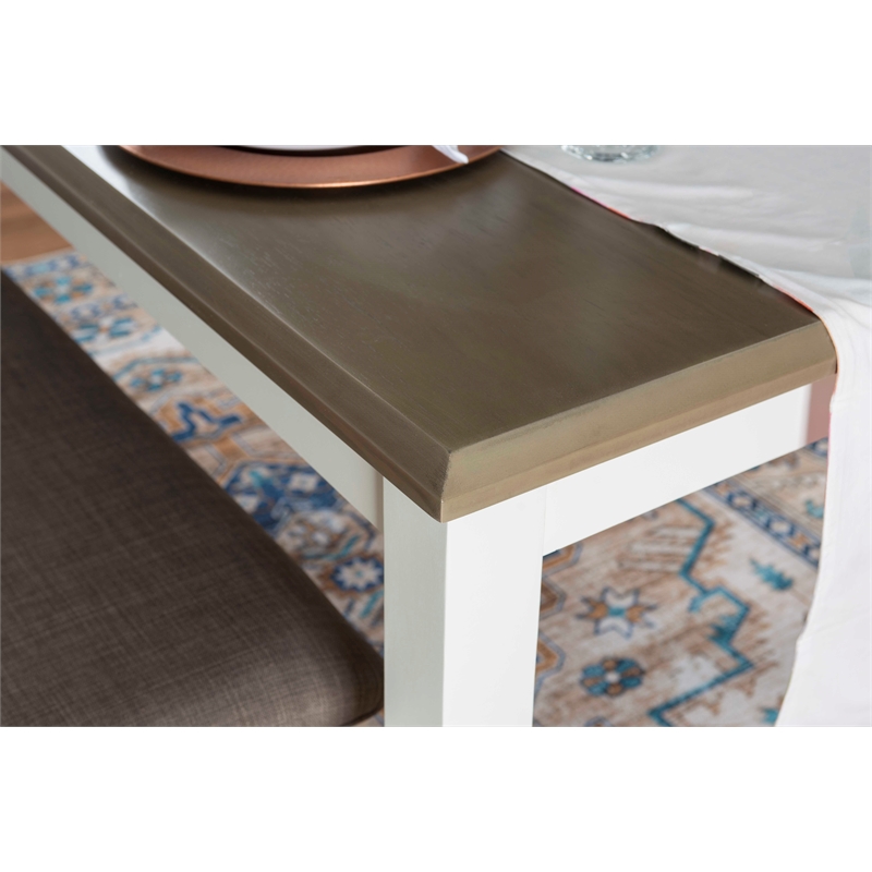 Pemberly Row 2 Tone Wood Dining Table in Rustic Taupe and Vanilla White