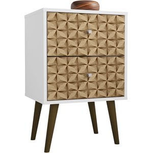 Pemberly Row Modern 2-Drawer Wood Nightstand in White & 3D Prints