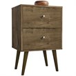 Pemberly Row Modern 2-Drawer Wood Nightstand 2.0 in Rustic Brown