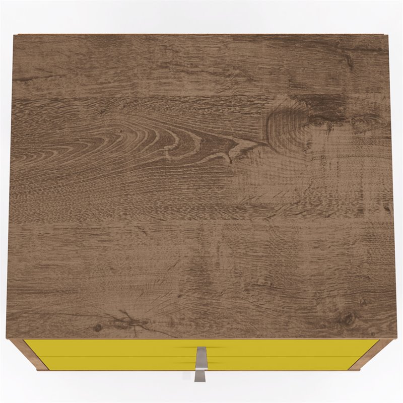 Pemberly Row 2-Drawer Wood Nightstand 2.0 in Yellow / Rustic Brown