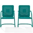 Pemberly Row Modern Metal Patio Chair in Turquoise (Set of 2)