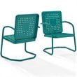 Pemberly Row Modern Metal Patio Chair in Turquoise (Set of 2)