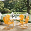 Pemberly Row 5 Piece Metal Patio Dining Set in White and Tangerine