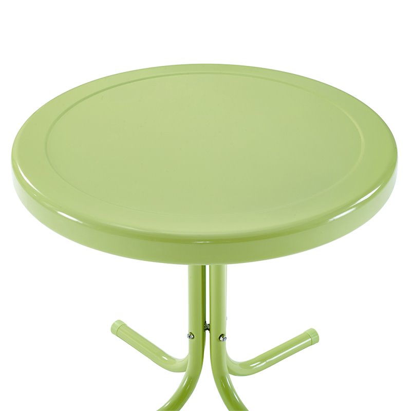 Pemberly Row Contemporary Metal Patio End Table in Key Lime Gloss