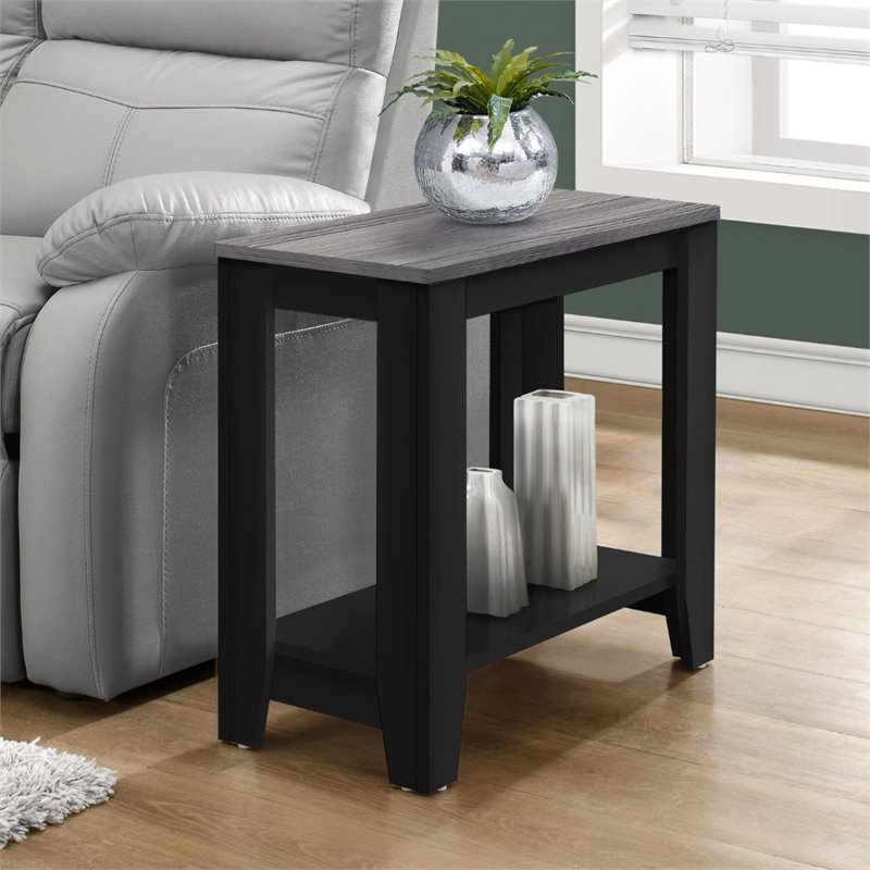 Pemberly Row Accent Table Side End Nightstand Lamp Living Room/Bedroom in Black
