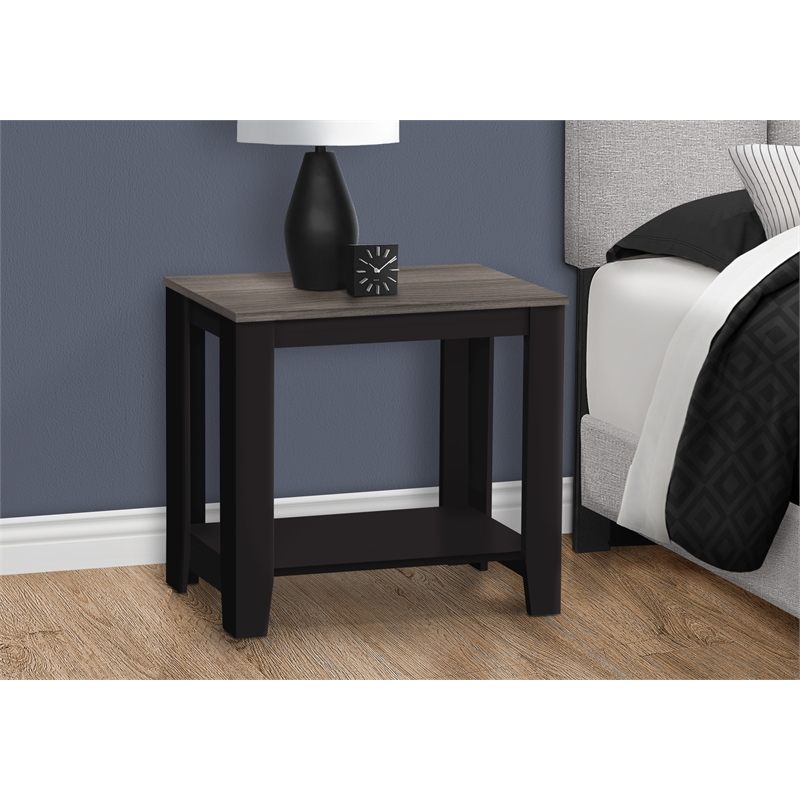 Pemberly Row Accent Table Side End Nightstand Lamp Living Room/Bedroom in Black