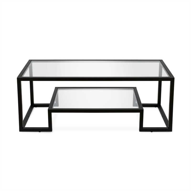 Pemberly Row Hollywood Regency Metal Black and Bronze Coffee Table