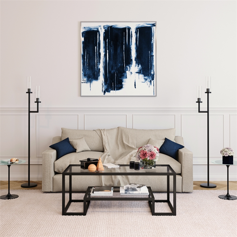 Pemberly Row Hollywood Regency Metal Black and Bronze Coffee Table