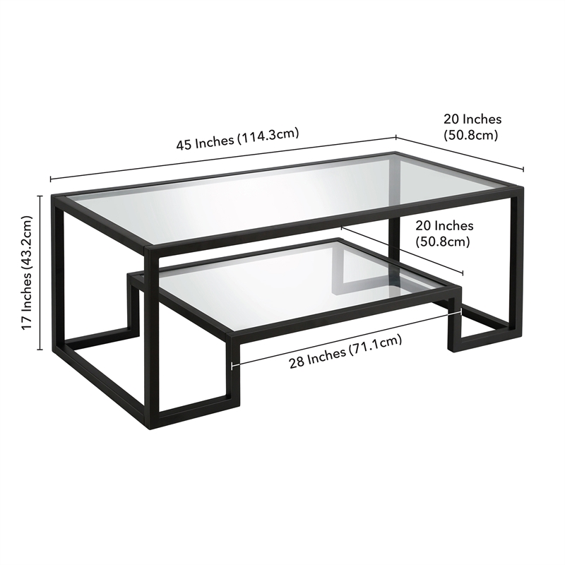 Pemberly Row Hollywood Regency Metal Black and Bronze Coffee Table