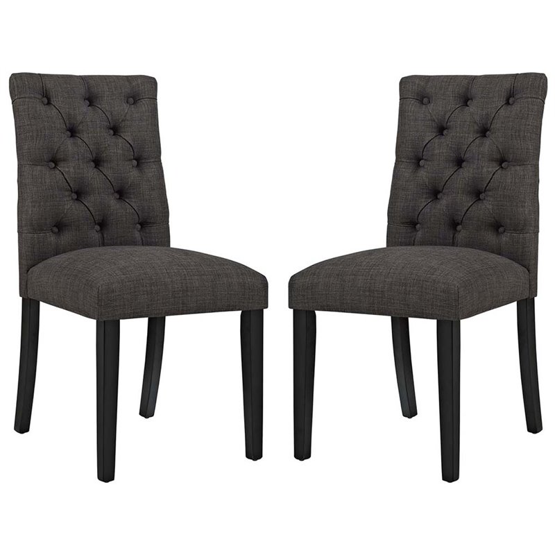 Pemberly Row Modern Tufted Dining Side Chair in Brown (Set of 2)