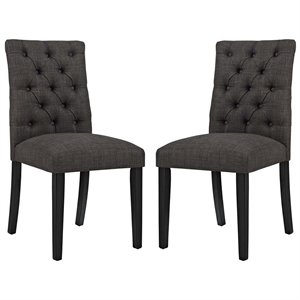 Pemberly Row Modern Tufted Dining Side Chair in Brown (Set of 2)