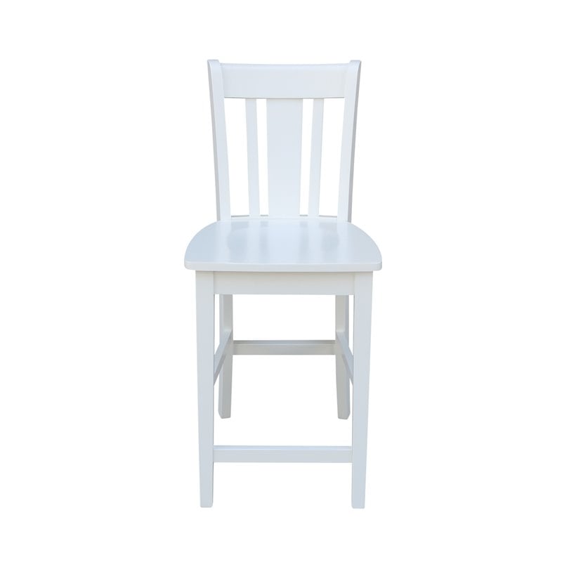Pemberly Row Solid Wood Counter Height Stool in White - 24